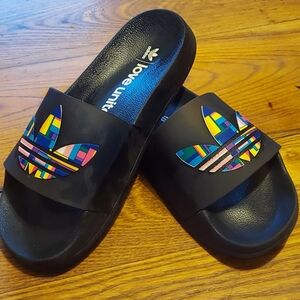 adidas Originals Black Multicolor Slide Sandals